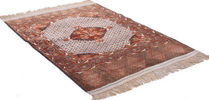 Semi-Antique Afghan Turkmen Wool & Silk Rug