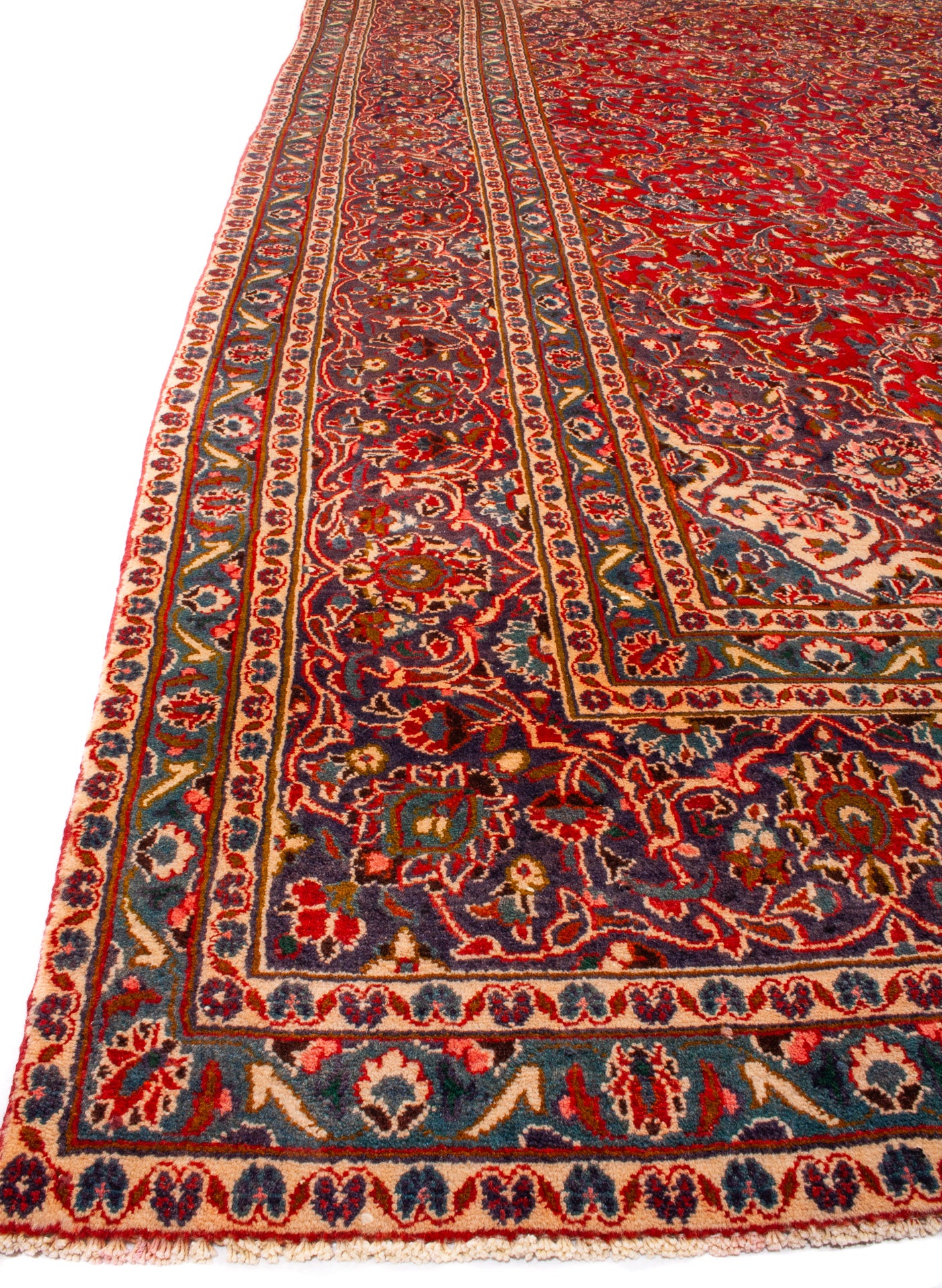 Semi-Antique Persian Kashan Rug