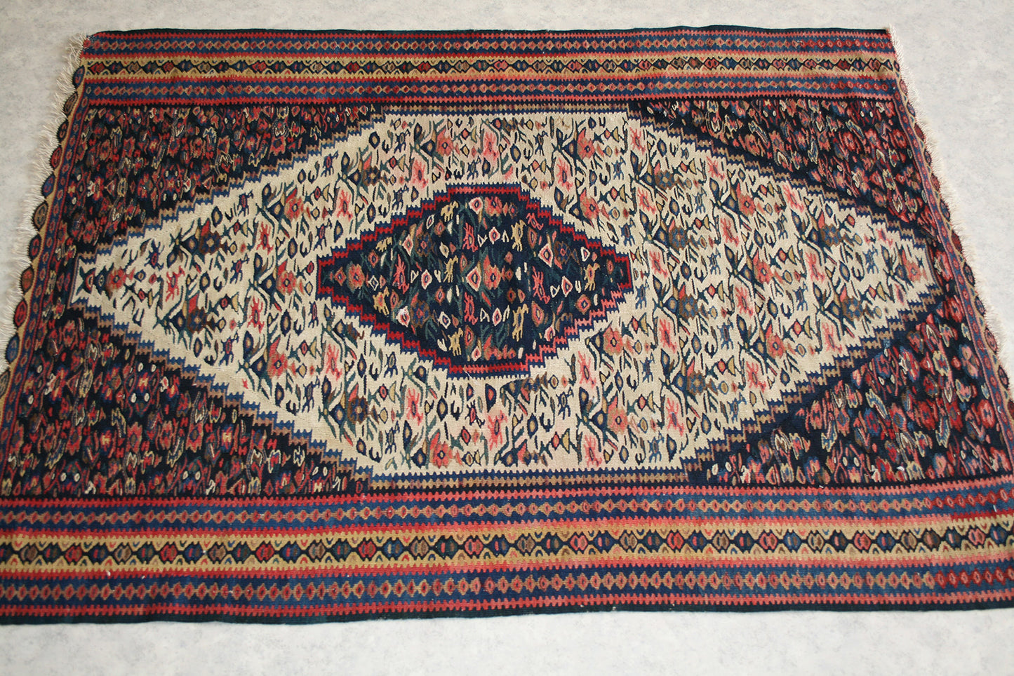 Semi-Antique Persian Senneh Kilim Rug