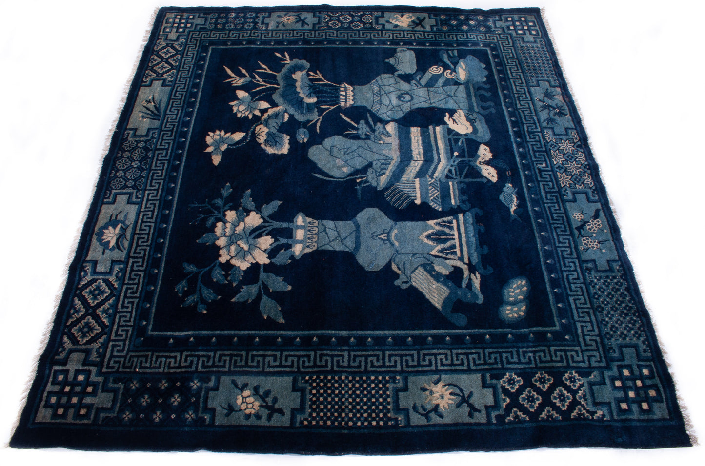 Antique Chinese 130 Line Rug
