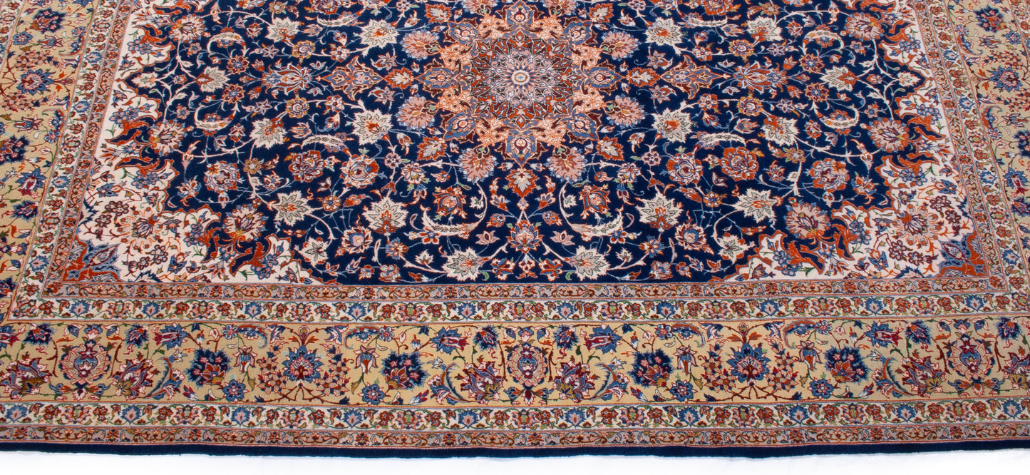 Semi-Antique Persian Isfahan Wool & Silk Rug