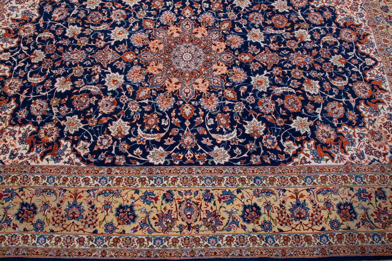 Semi-Antique Persian Isfahan Wool & Silk Rug