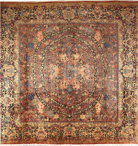 Persian Kashan Square Rug