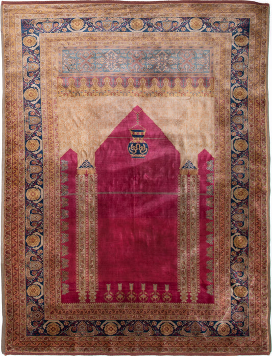 Antique Turkish Silk Ghiordes Rug