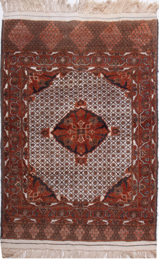 Semi-Antique Afghan Turkmen Wool & Silk Rug