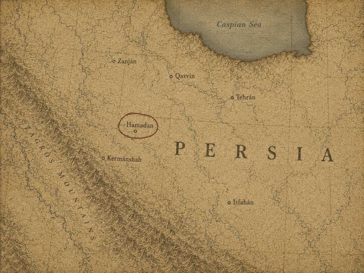 Hamadan Iran Persia antique style map