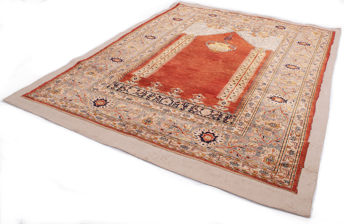 Antique Turkish Silk Konya Rug