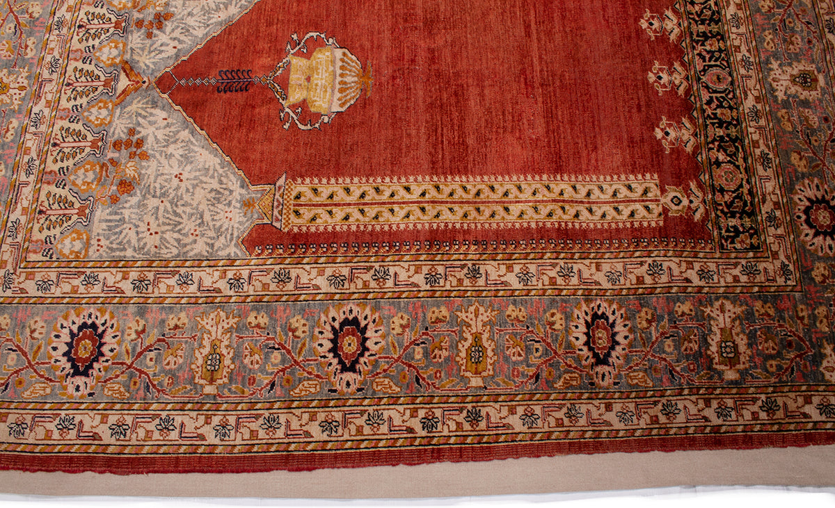Antique Turkish Silk Konya Rug