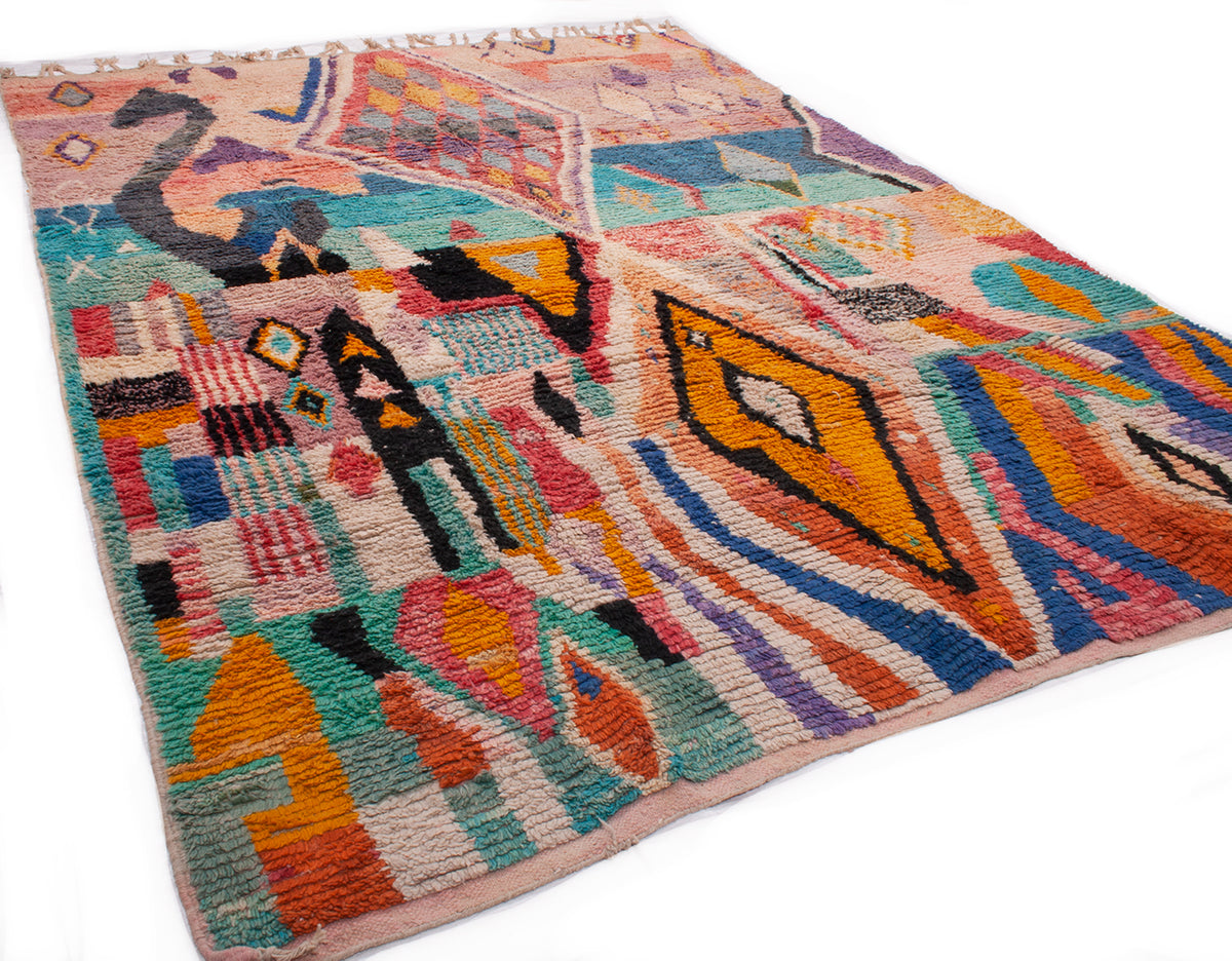 Semi-Antique Moroccan Boujad Rug