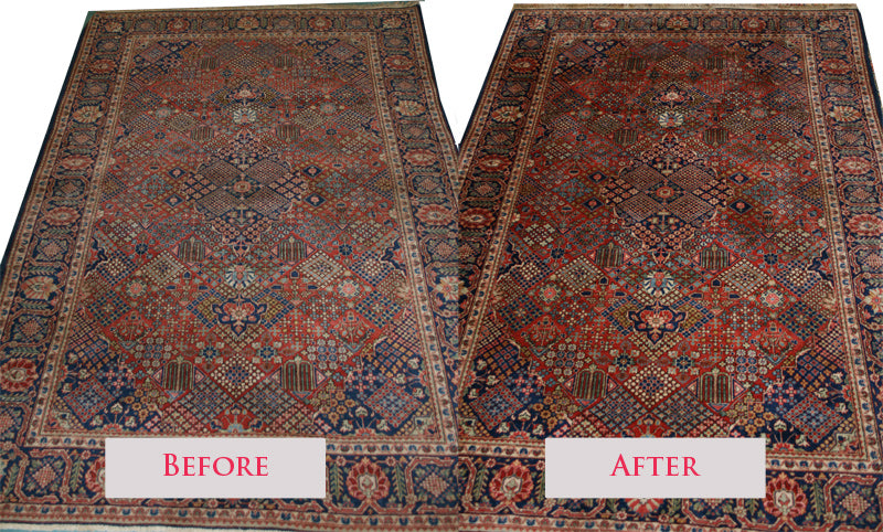 Persian Kashan Rug Cleaning Before and After