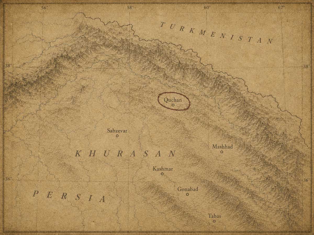 Quchan Iran Persia antique style map