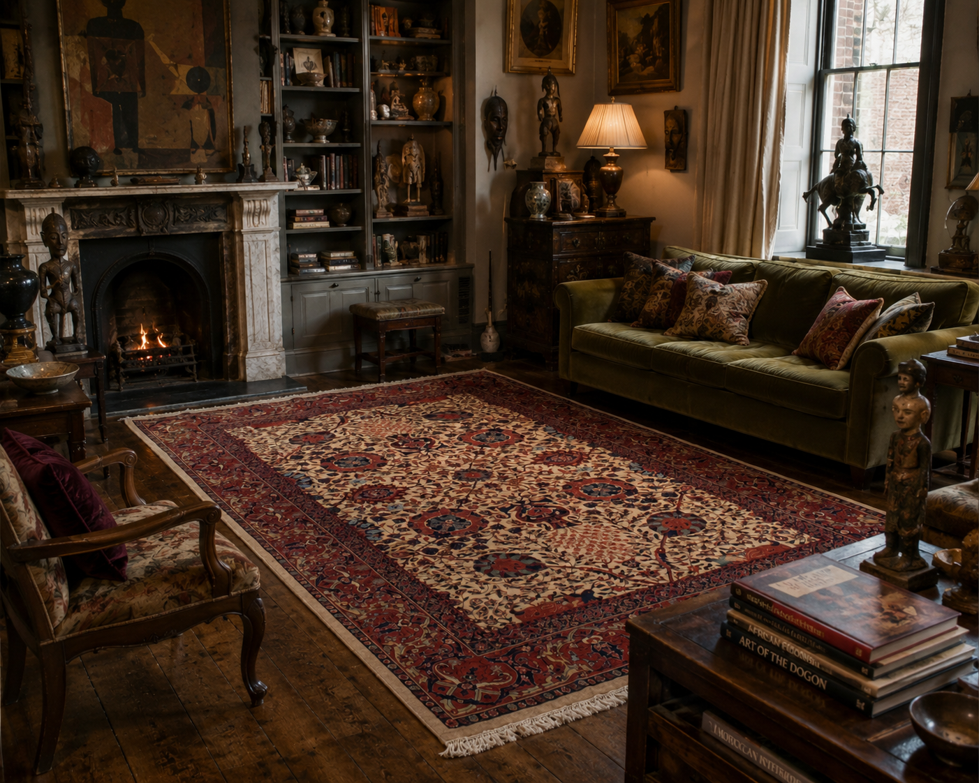 Semi-Antique Persian Farahan Sarouk Rug