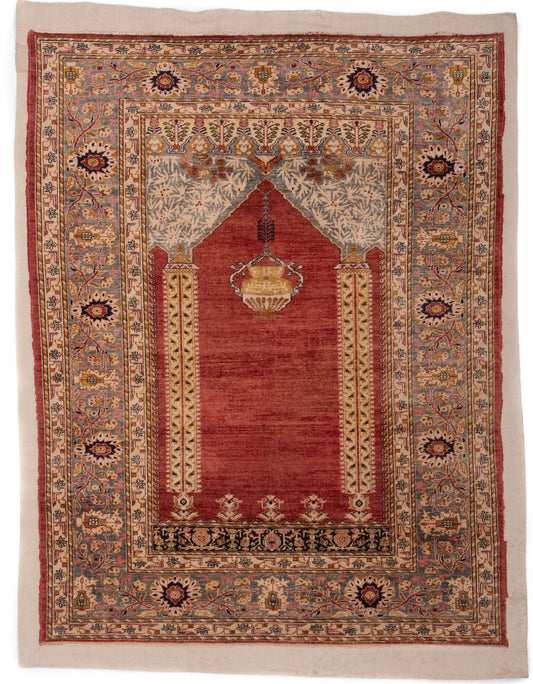 Antique Turkish Silk Konya Rug