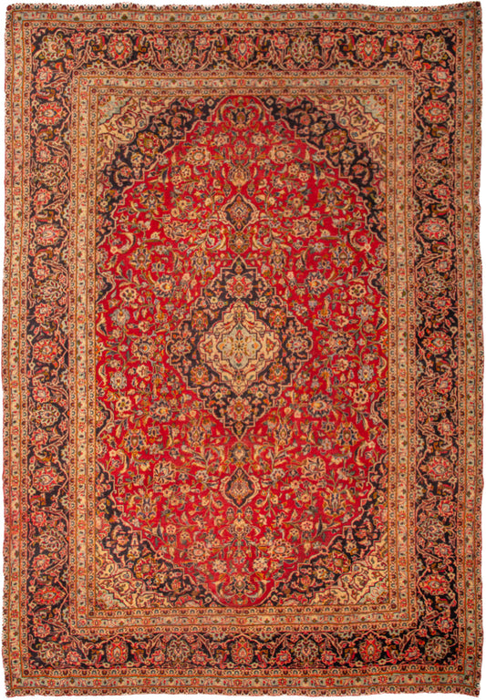 Semi-Antique Persian Kashan Rug