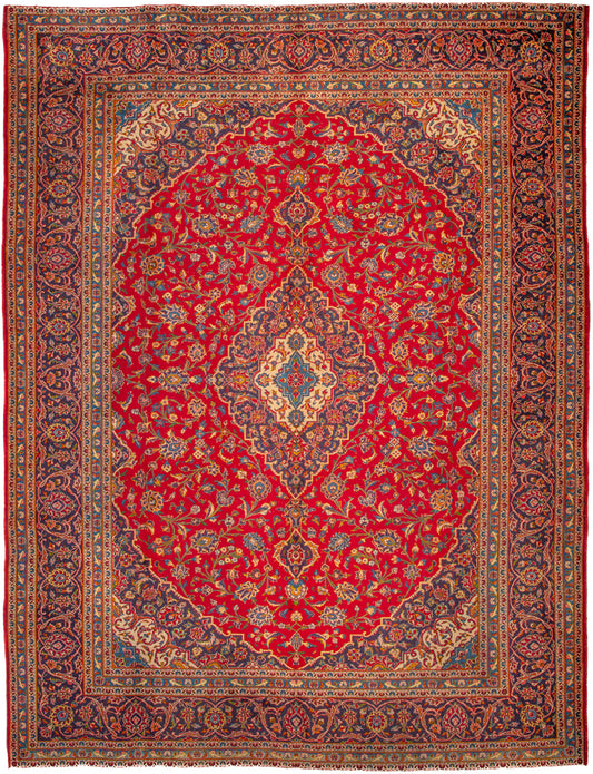 Semi-Antique Persian Kashan Rug