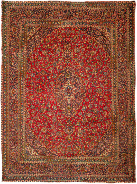 Semi-Antique Persian Kashan Rug