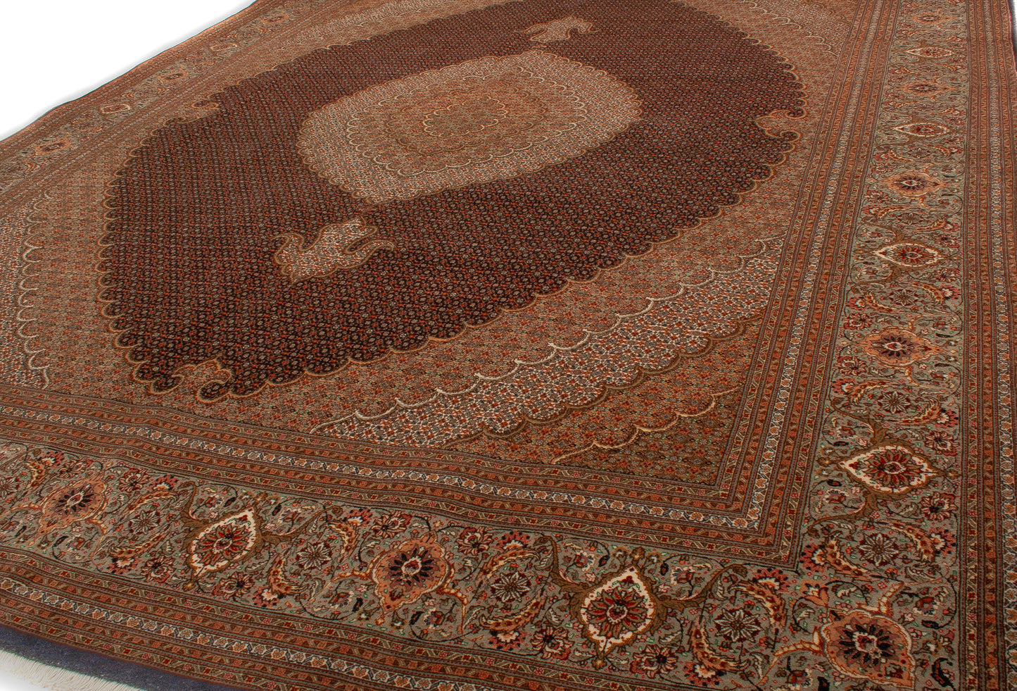Persian Wool & Silk Mahi Tabriz Rug