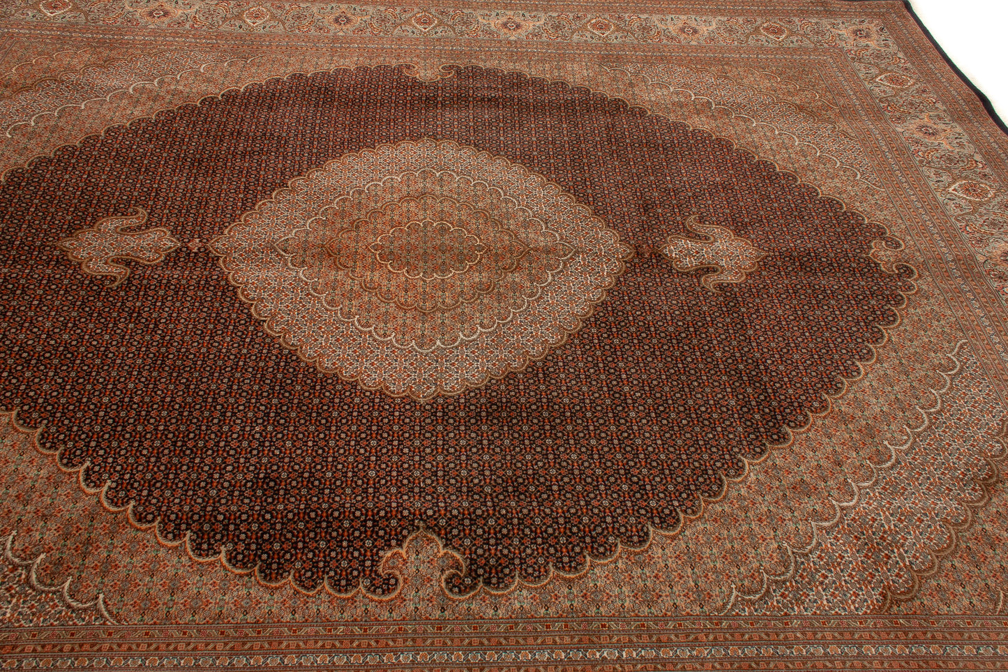 Persian Wool & Silk Mahi Tabriz Rug