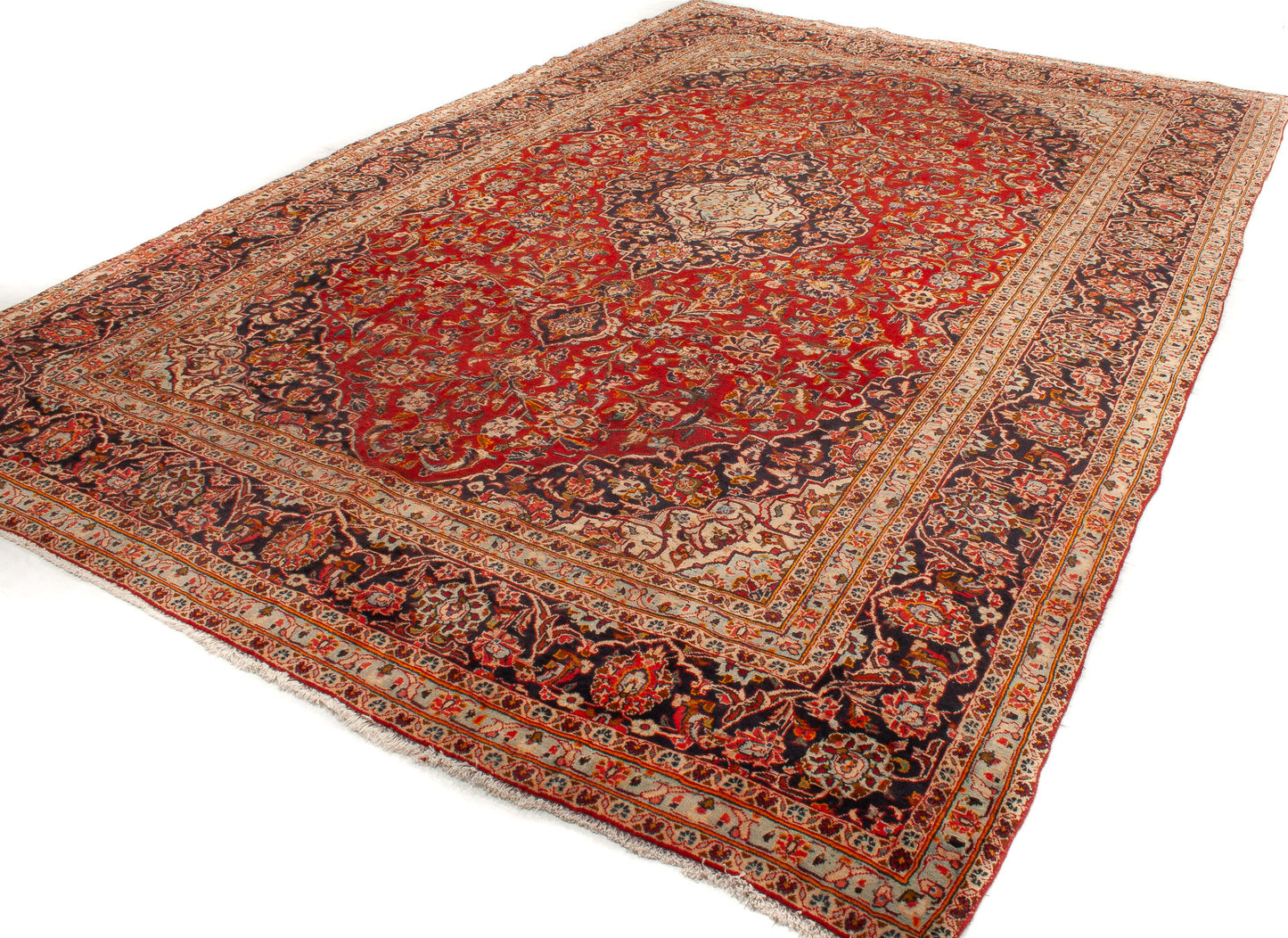 Semi-Antique Persian Kashan Rug