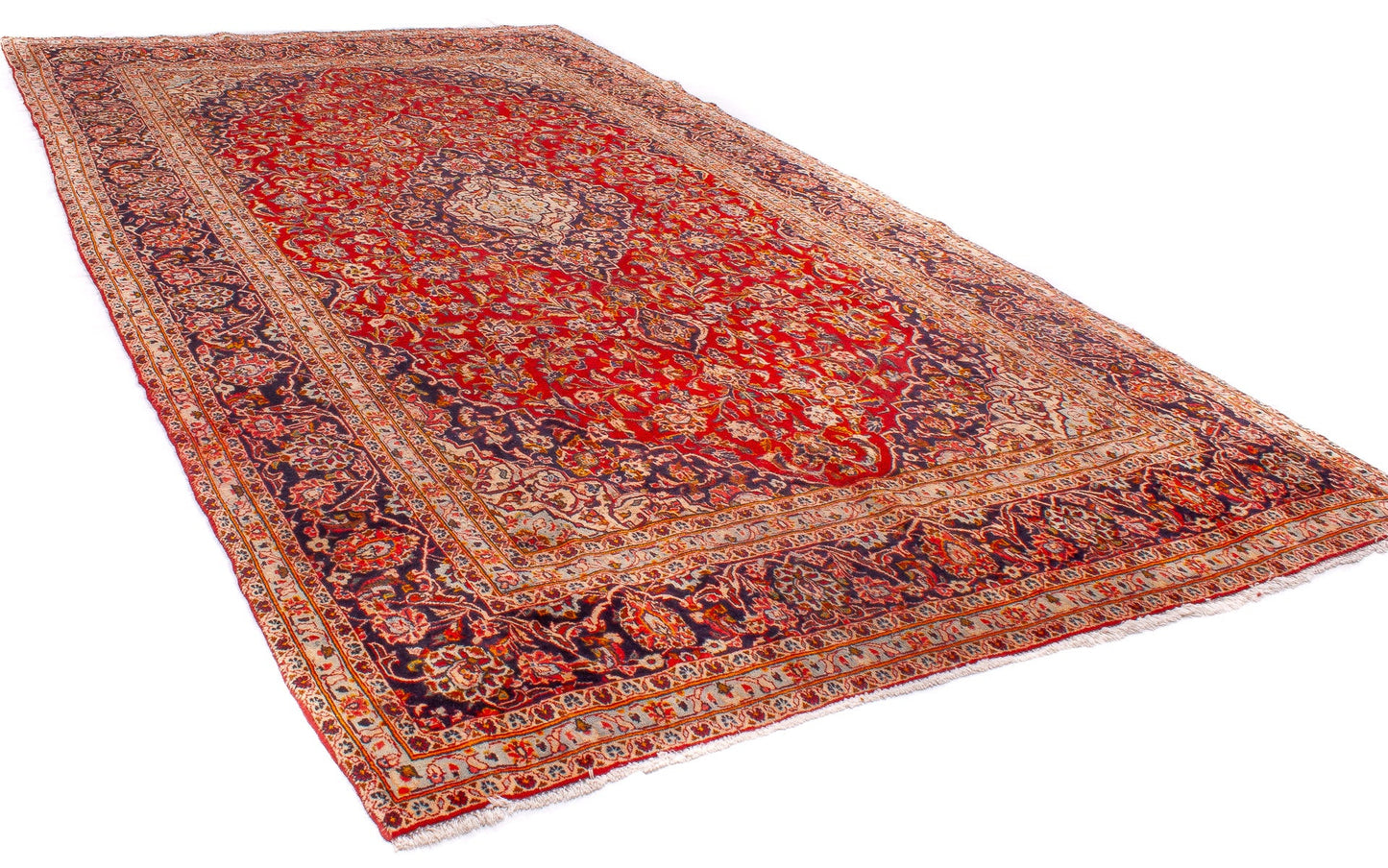 Semi-Antique Persian Kashan Rug