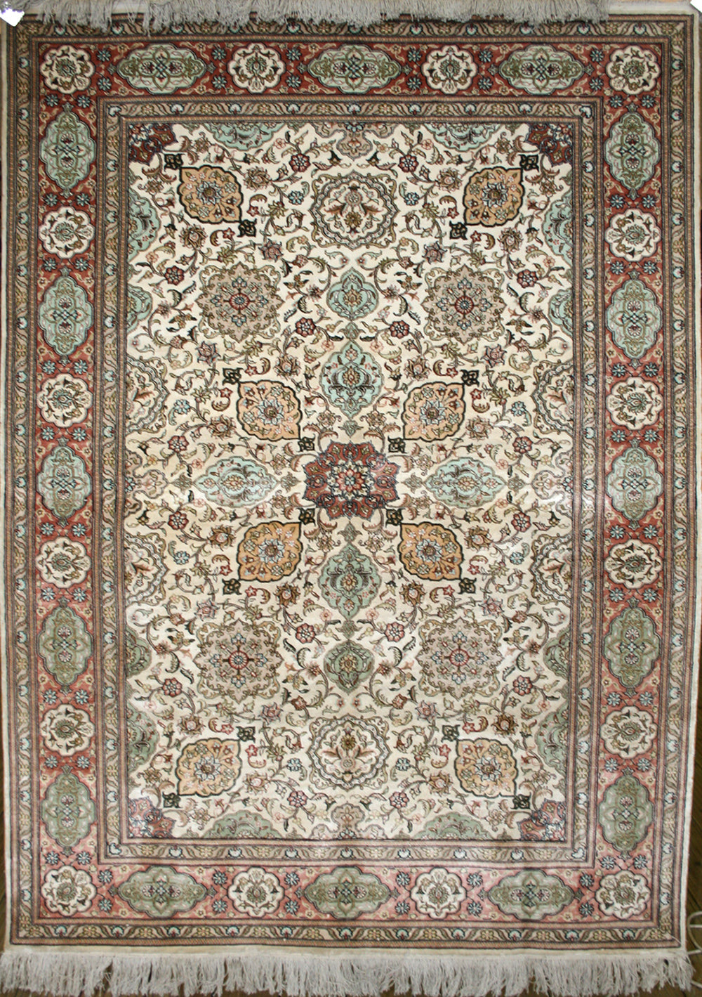 Hand Knotted Chinese Tabriz Silk Rug