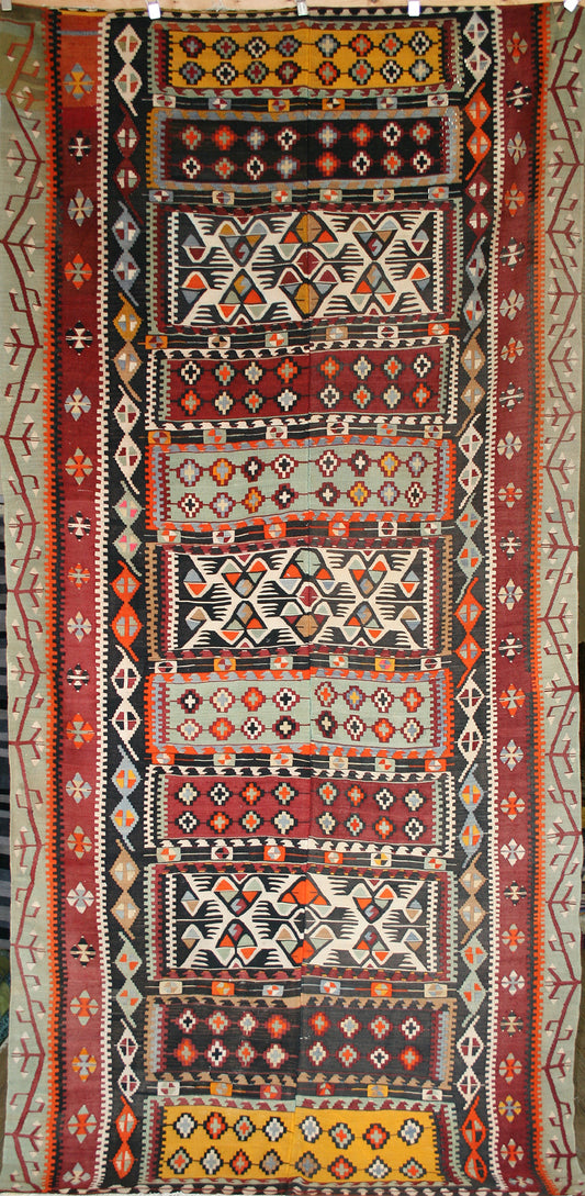 Semi-Antique Turkish Konya Kilim Rug