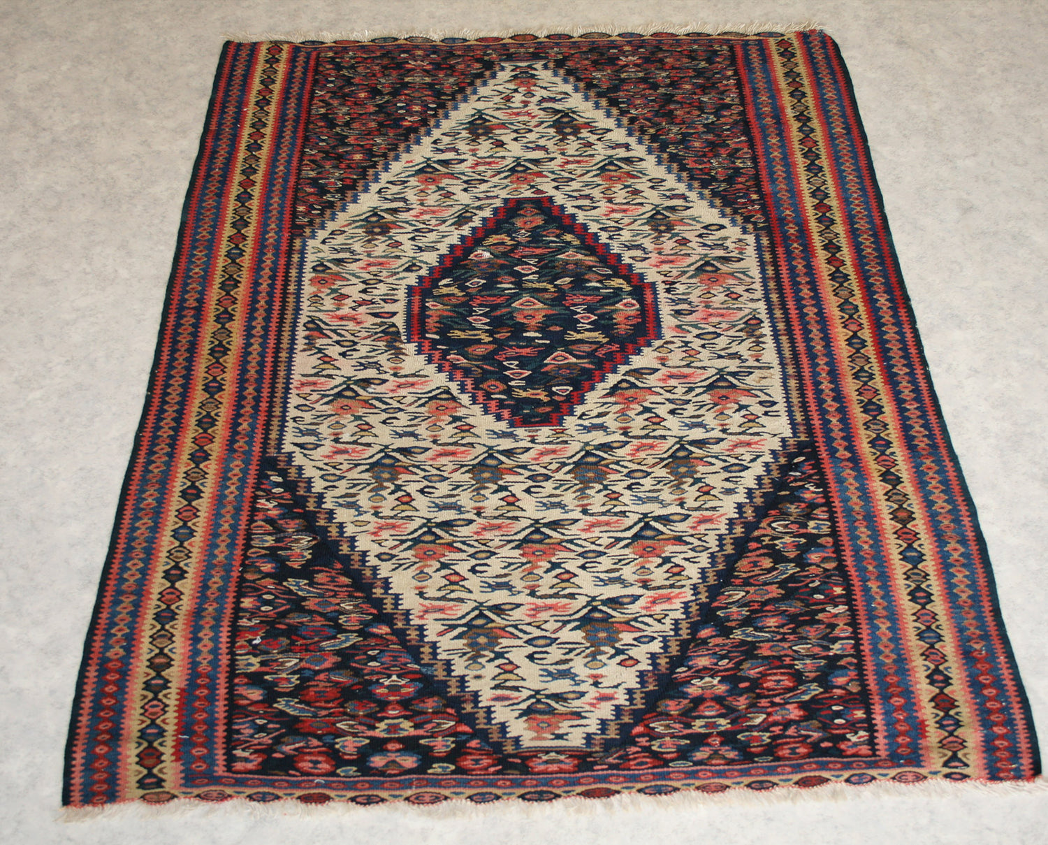 Semi-Antique Persian Senneh Kilim Rug