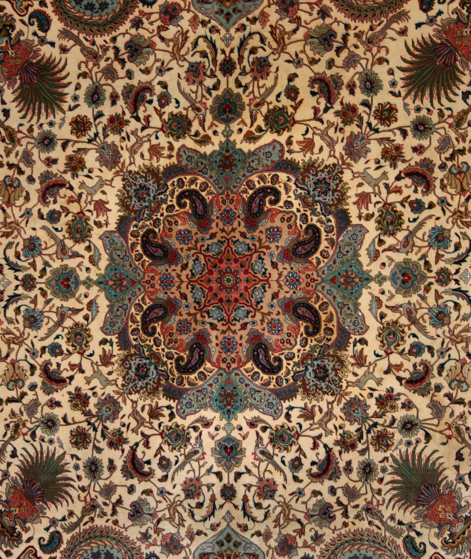 Semi-Antique Persian Tabriz Wool & Silk Square Rug
