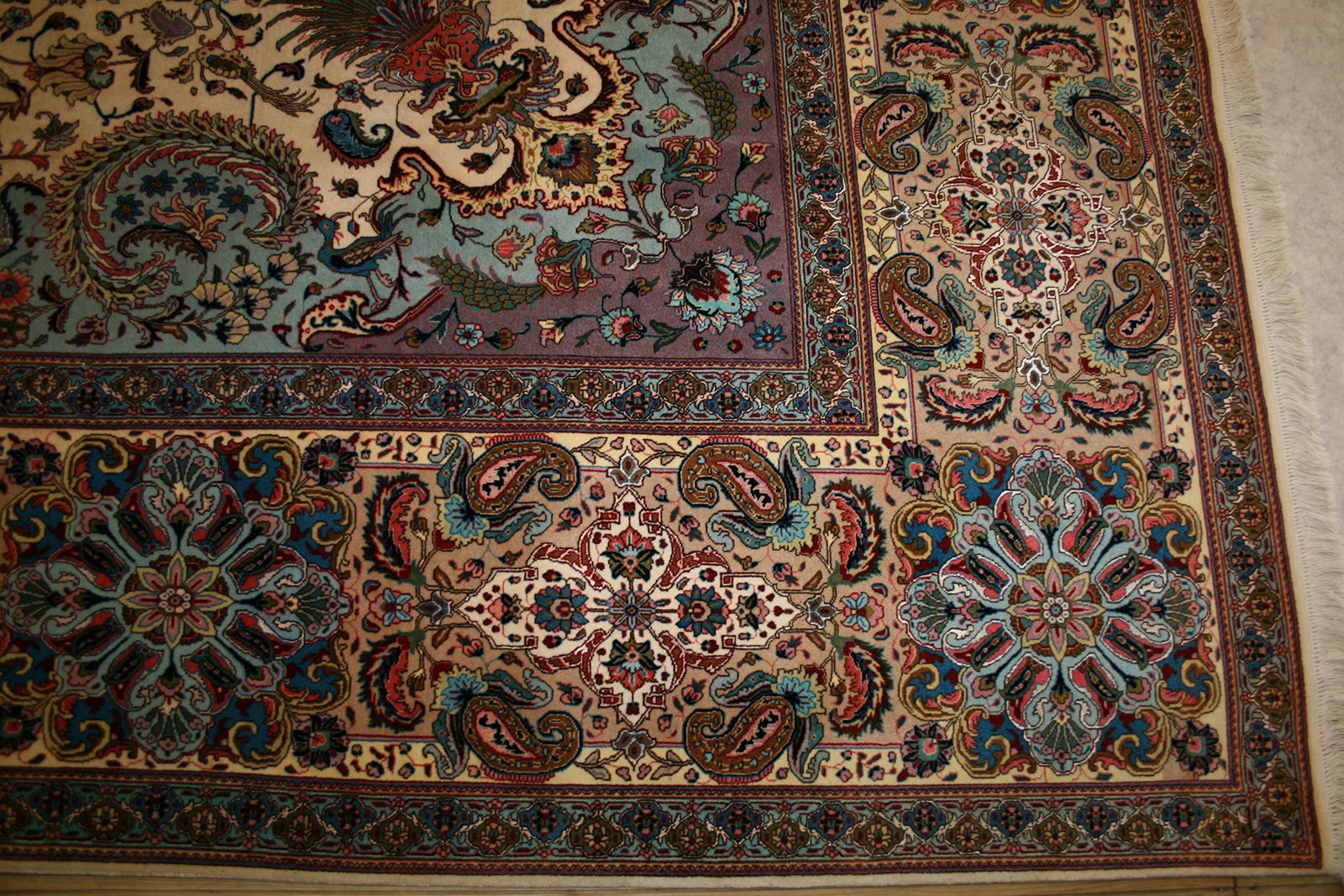 Semi-Antique Persian Tabriz Wool & Silk Square Rug