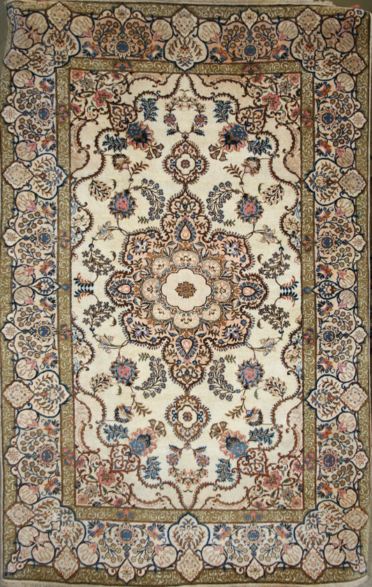 Semi-Antique Persian Kashan Rug