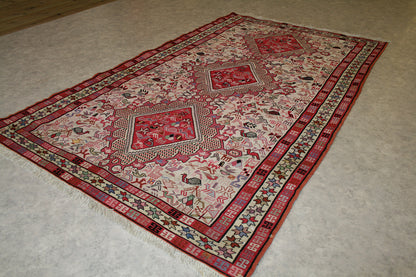 Persian Azari Wool & Silk Soumak Rug