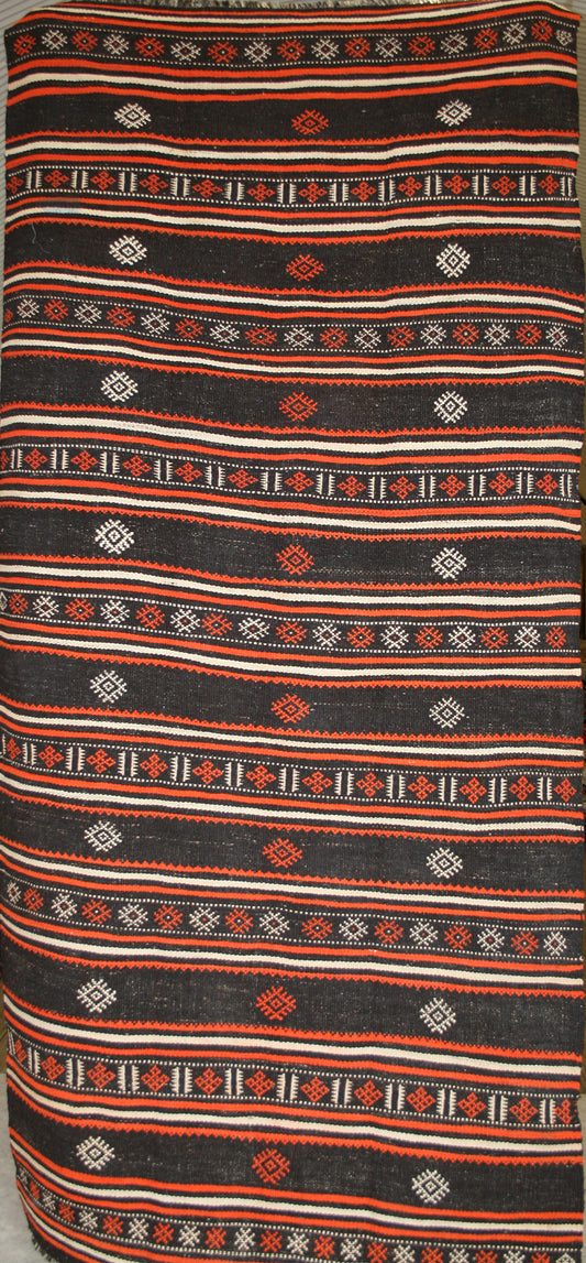 Semi-Antique Afghan Maleki Soumak Runner Rug