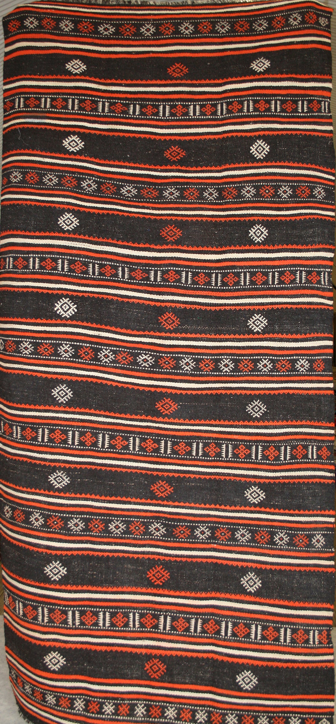 Semi-Antique Afghan Maleki Soumak Runner Rug