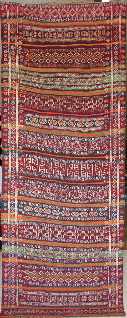 Semi-Antique Afghan Kilim Runner Rug