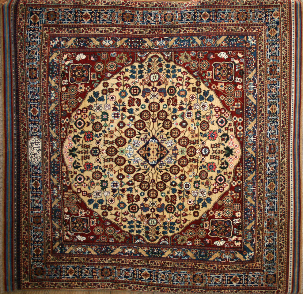 Semi-Antique Persian Qashqai Square Rug
