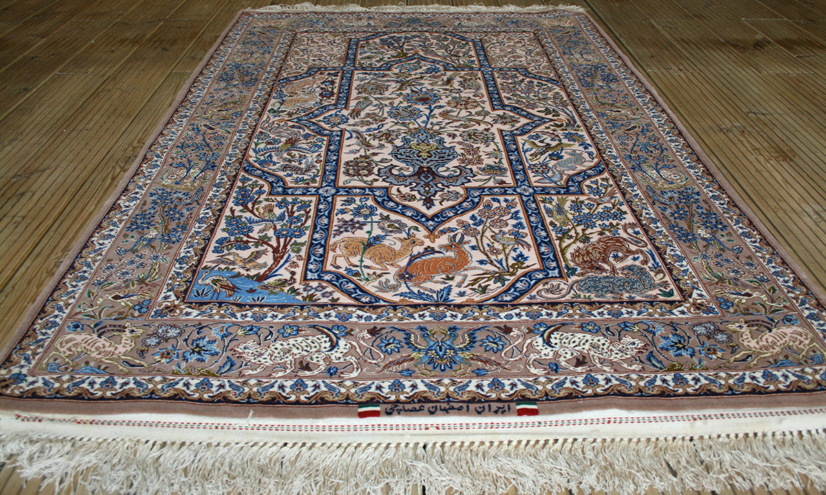 Hand-Knotted Persian Isfahan Wool & Silk Rug - Ref: 12380 - 175 x 110cm ...