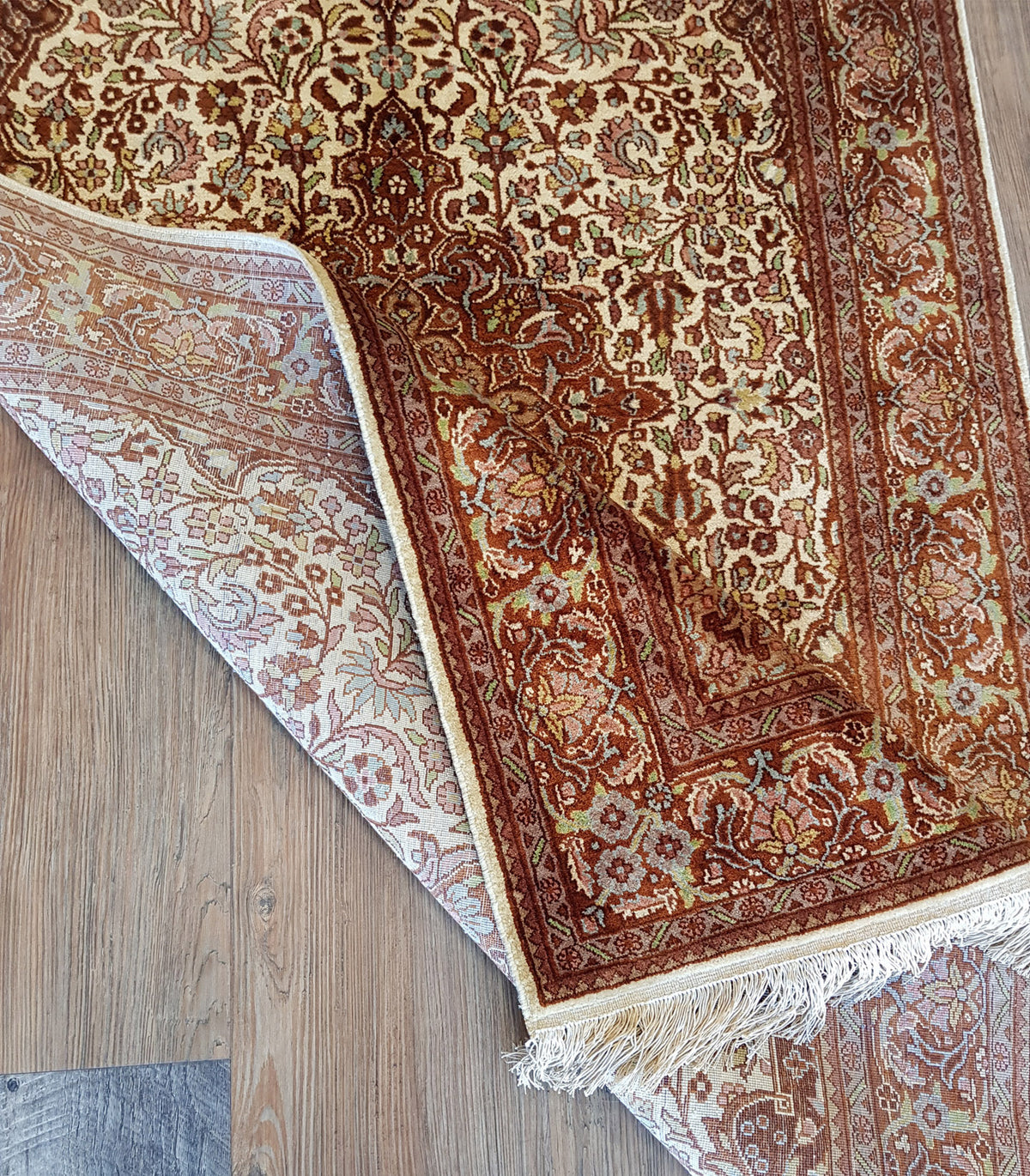Silk Rug Hand-Knotted Indian Kashmir Silk Rug - Ref: 2604 - 154 x 93cm – Little ...