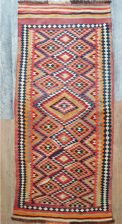 Semi-Antique Afghan Kilim Runner Rug