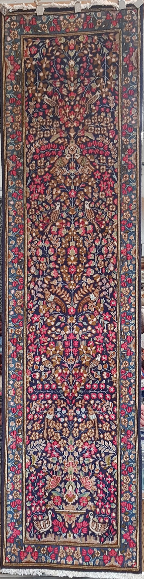 Hand-Knotted Persian Kerman Runner Rug - Ref: 2612 - 297 x 72cm ...