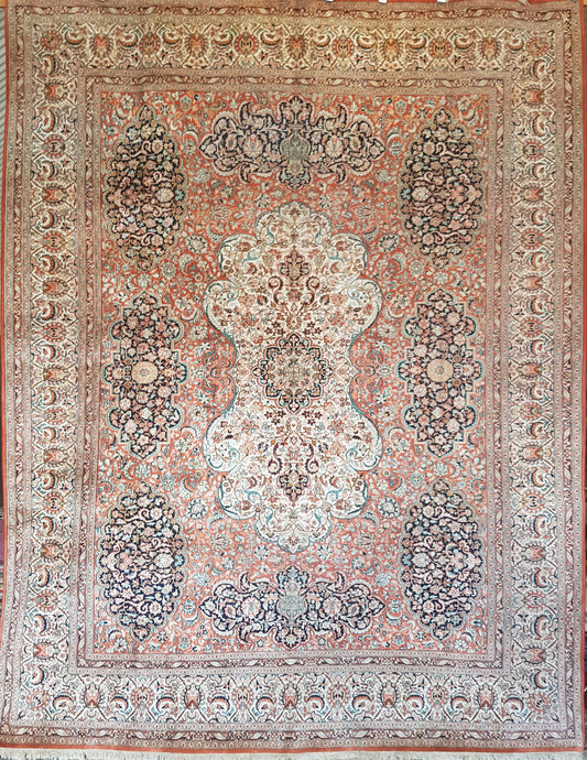 Semi-Antique Indian Kashmir Wool & Silk Rug