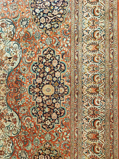 Semi-Antique Indian Kashmir Wool & Silk Rug