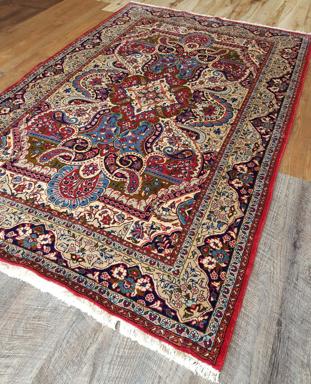 Hand-Knotted Persian Yazd Rug - Ref: 2660 - 242 x 152cm – Little-Persia