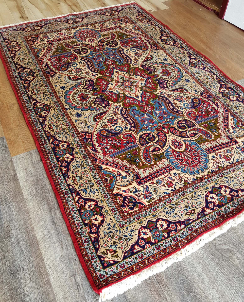 Hand-Knotted Persian Yazd Rug - Ref: 2660 - 242 x 152cm – Little-Persia