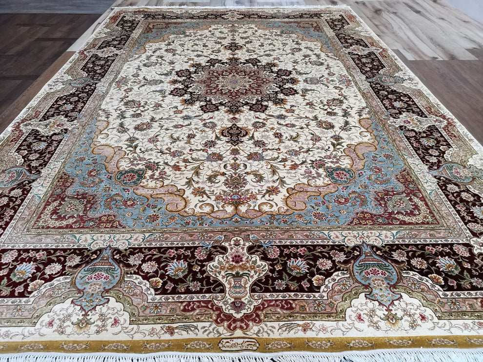 Hand-Knotted Chinese Qom Silk Rug - Ref: 2676 - 275 x 186cm – Little-Persia