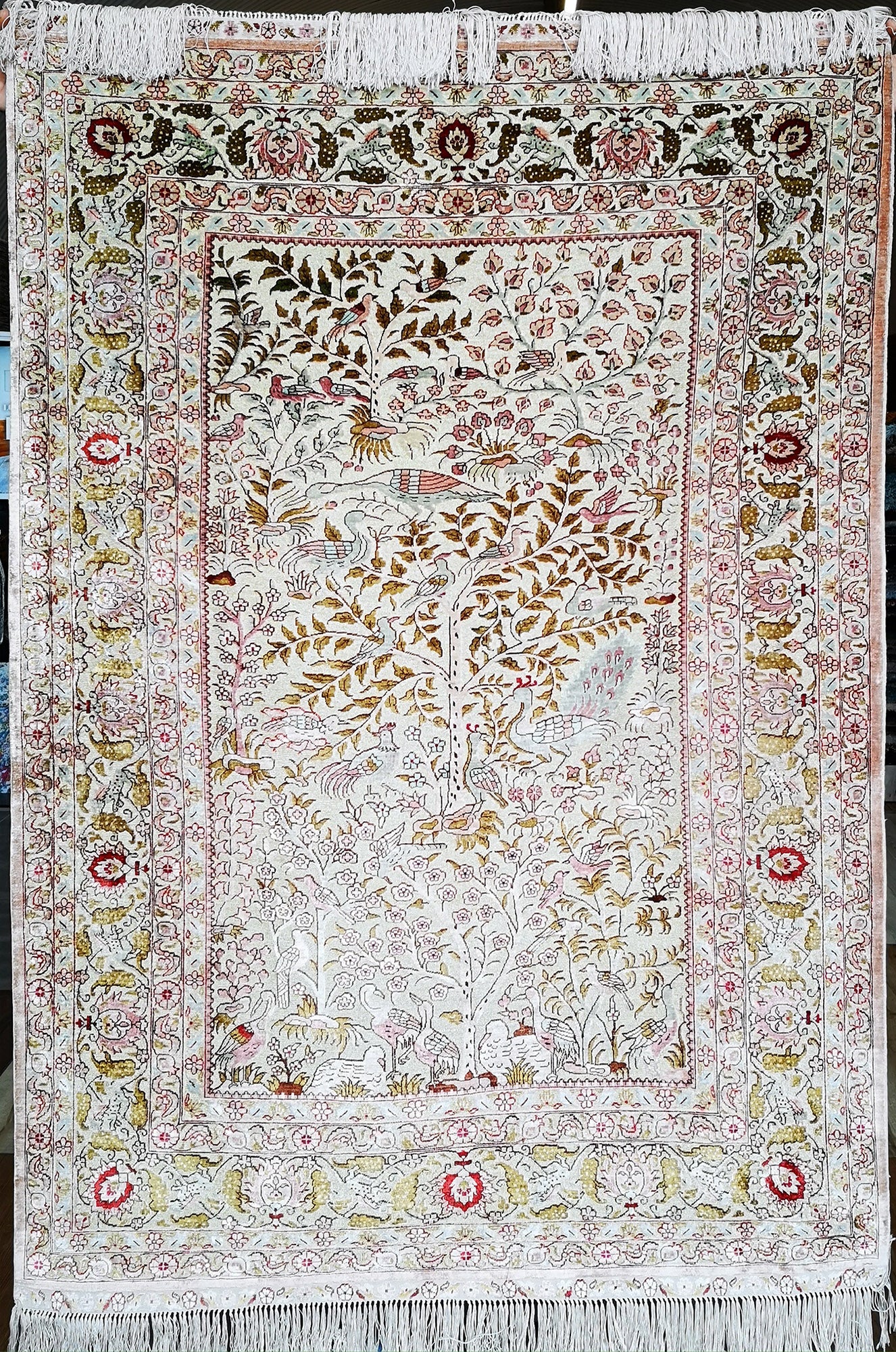Semi-Antique Turkish Hereke Silk Rug
