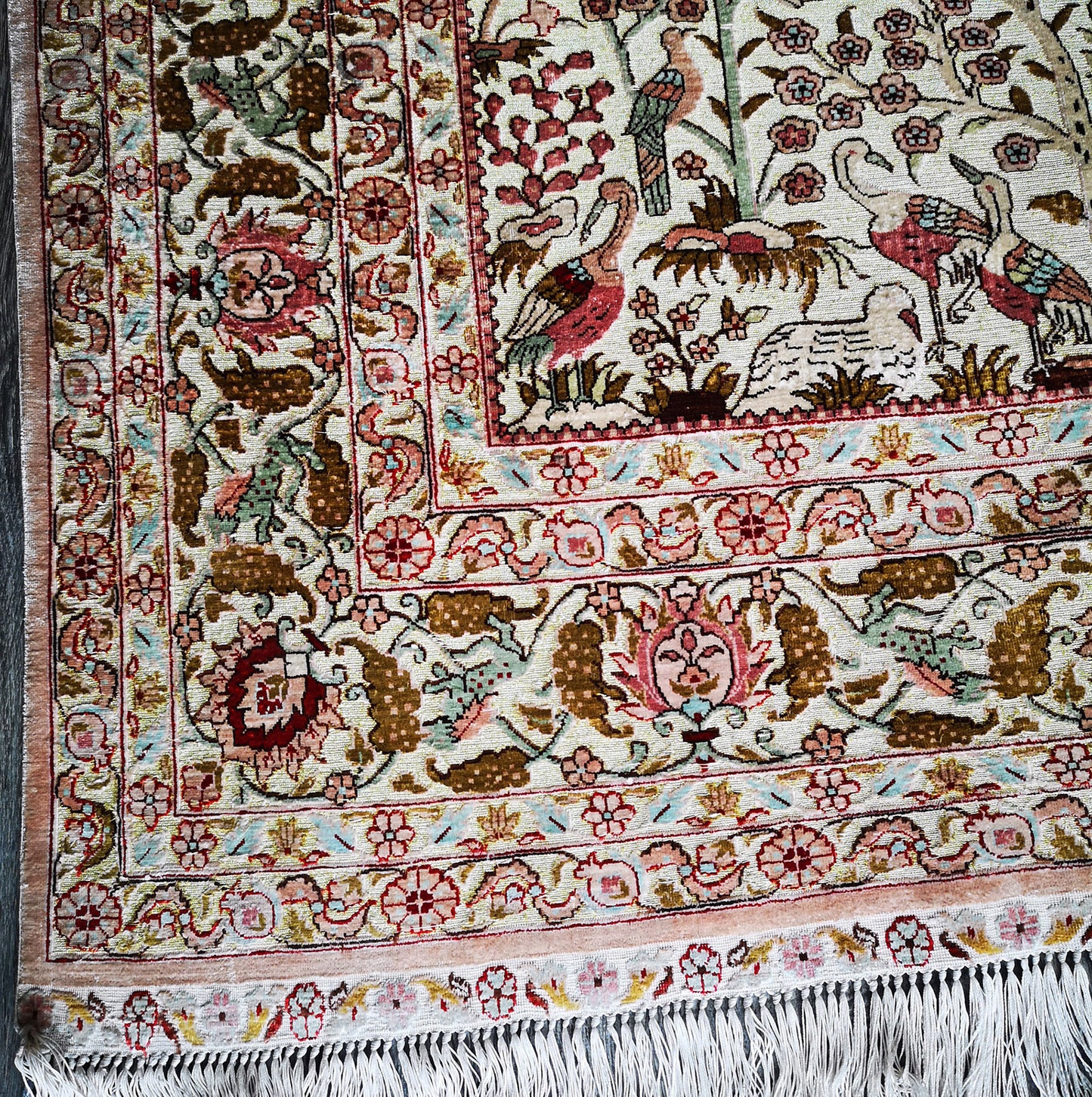 Semi-Antique Turkish Hereke Silk Rug