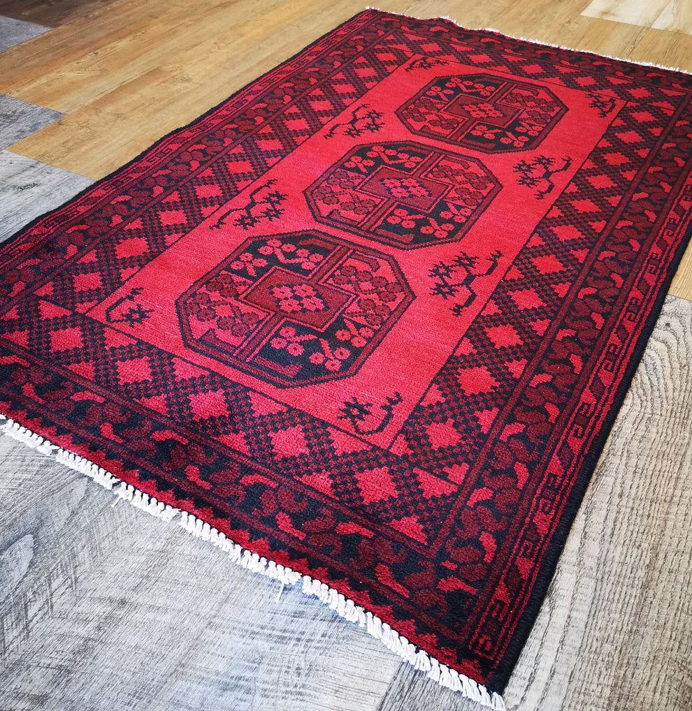 Hand-Knotted Afghan Aqcha Rug - Ref: 2794 - 150 x 95cm – Little-Persia