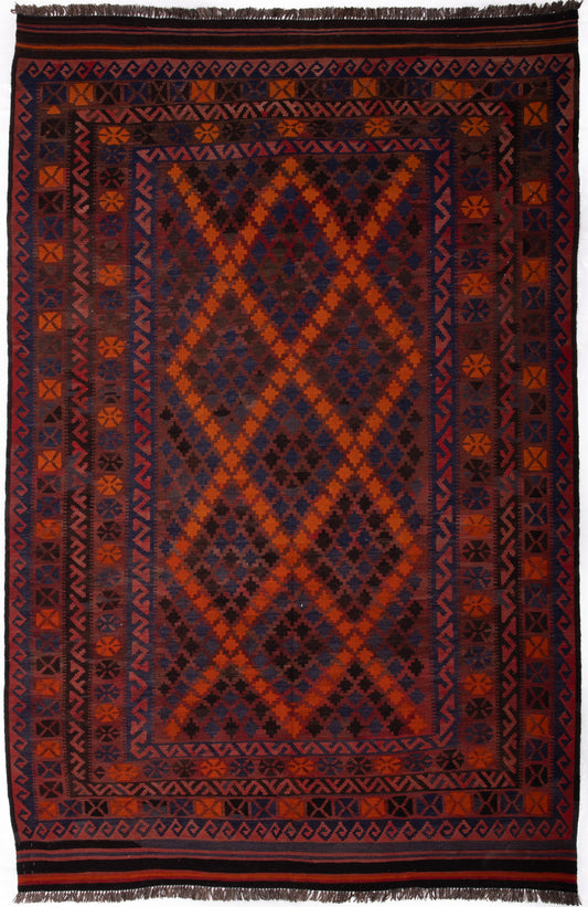 Semi-Antique Afghan Kilim Rug