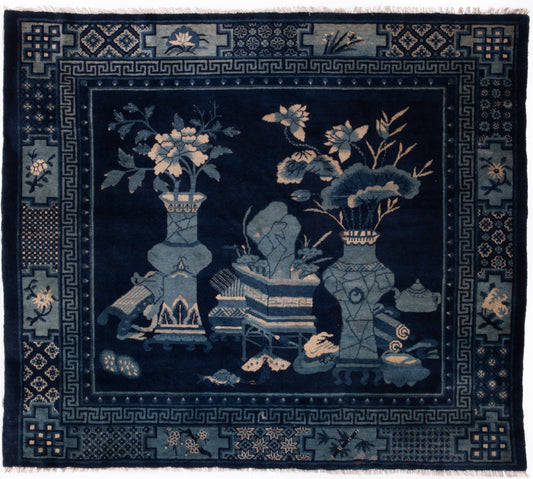 Antique Chinese 130 Line Rug