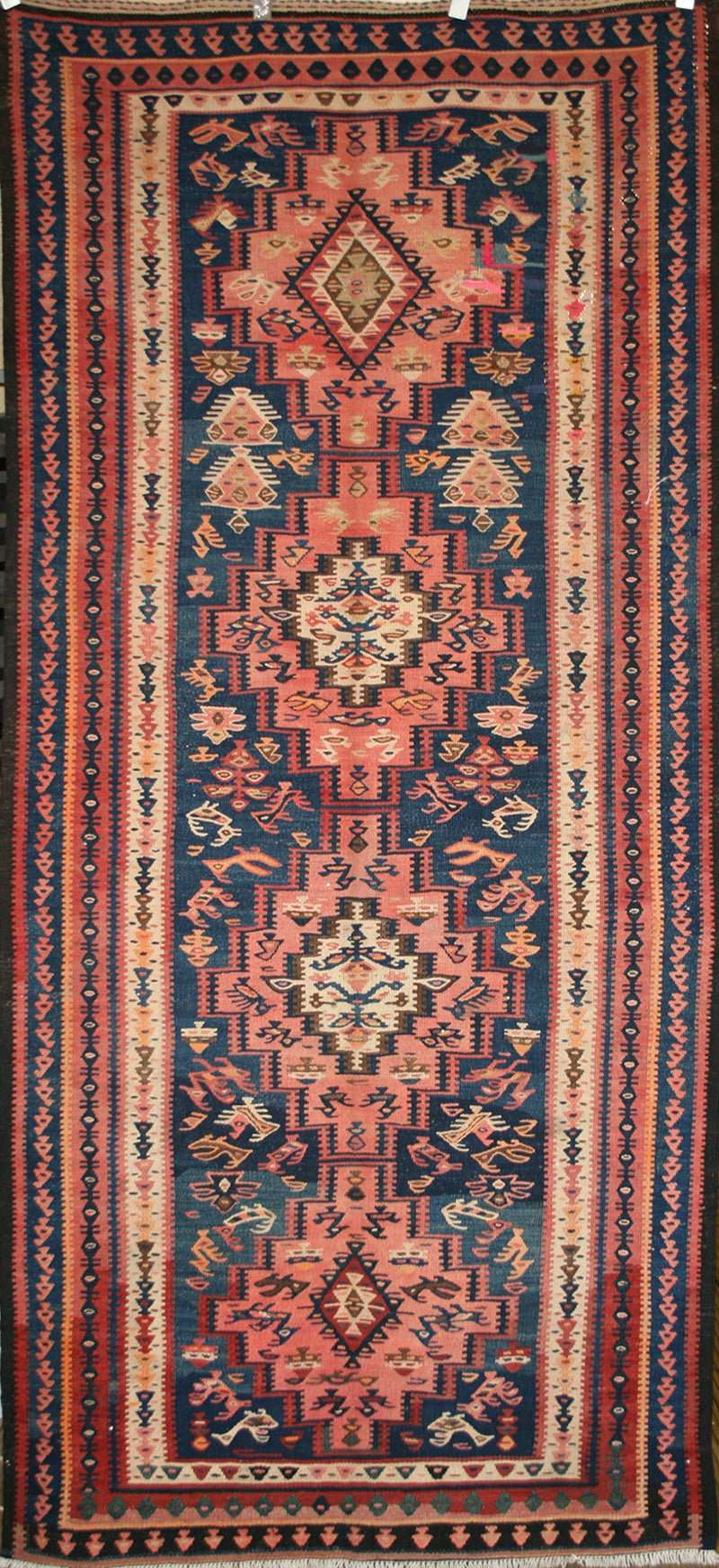 Semi-Antique Persian Heriz Kilim Rug